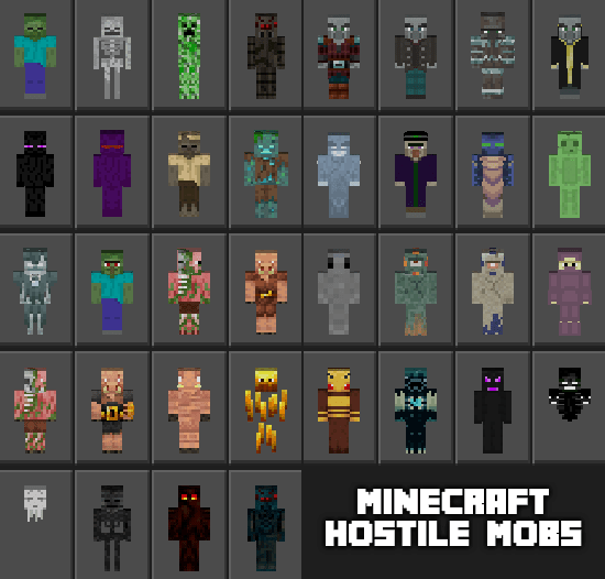 Minecraft Hostile Mobs 1.2 (Skin Pack) | Minecraft Skin Packs