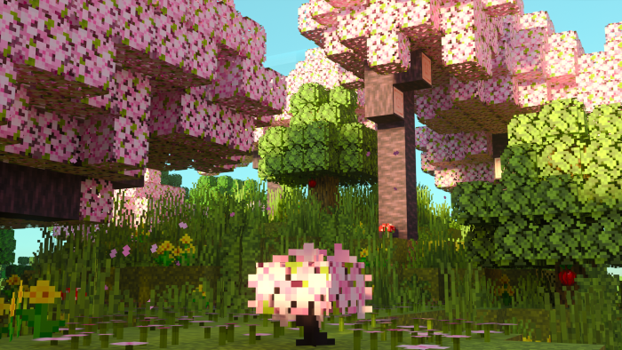 Better Foliage Addon/Texture Pack for Bedrock(Cherry Leaves Update!) |  Minecraft PE Addons