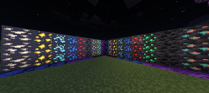 Glowing Ores Mcpe 1.21.72+ || Glow Em All v2.0 — Minecraft Bedrock texture pack, screenshot 1