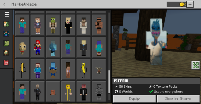 Fools Skin Pack — Minecraft Bedrock addon, screenshot 5