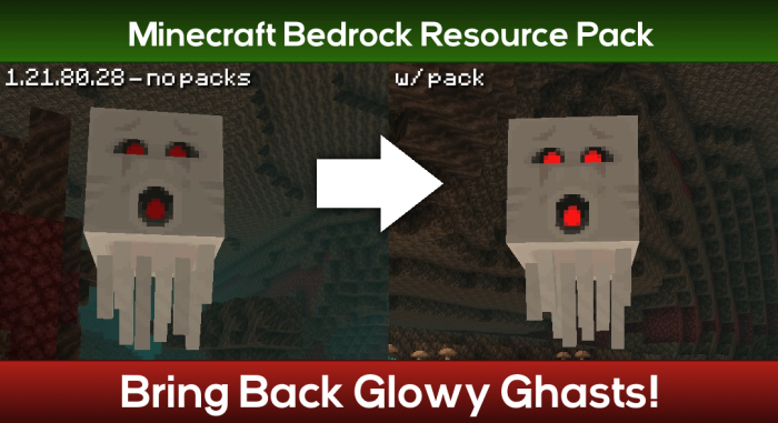 Glowy Ghasts — Minecraft Bedrock texture pack, screenshot 1