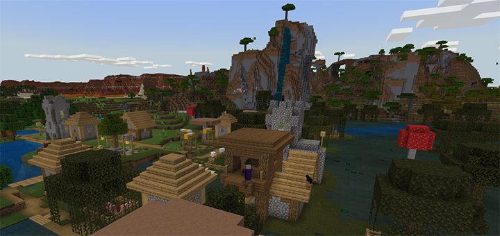 Village/Witch Hut Fusion with Shattered Savanna/Eroded Badlands Nearby (Seed)